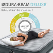 Intex 64417ED 22in Queen Dura-Beam Comfort Plush High-Rise Inflatable Air Mattress with Built in Pump for Travel and Camping, 600lb Weight Capacity