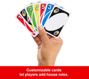 Mattel Games UNO Card Game, Ages 7+, 2-10 Players | Classic Card Game for Kids, Teens and Family Game Night, Colorblind Accessible & Customizable Cards (Amazon Exclusive)