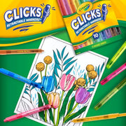 Crayola Clicks Retractable Tip Markers (10ct), Washable Cone Tip Art Marker Set, Cute Aesthetic School Supplies, Classroom Must Haves, Ages 8+