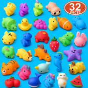 nobasco Squishies, 32 Pack Mochi Squishy Toys - Kawaii Cat Squishys Slow Rising Animals - Party Favors, Goodie Bag, Birthday Gifts, Mini Squishies Stress Reliever Toy