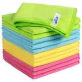 MR.SIGA Microfibre Cleaning Cloths, Streak Free Microfibre Towels, 12 Pack | Ultra absorbent and high density, reusable cleaning towels for kitchen, car, glass and household surfaces, color coded cloths