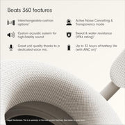 Beats 360 — Over-Ear Headphones with Interchangeable Cushions, Sweat & Water Resistance and Noise Cancellation — Cloud with Cloud Performance Knit Cushions