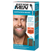 JUST FOR MEN Mustache & Beard Dye, Keratin, Medium Brown M-35 (1 Pack) | Mustache & Beard color medium brown designed for facial hair to instantly eliminate gray. Enhanced with keratin & biotin.