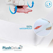 PlushDeluxe Bamboo Waterproof Mattress Protector, King Size, Ultra Soft | Breathable, Noiseless, Hypoallergenic, Washable, 76x80" Up to 18" Deep, Viscose Derived from Bamboo Mattress Cover, White