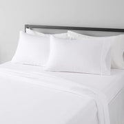 Amazon Basics Lightweight Super Soft Breathable Wrinkle-Resistant Microfiber 4-Piece Bed Sheet Set with 14-Inch Deep Pockets, Queen, Bright White, Solid