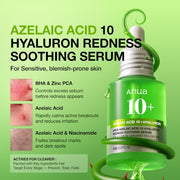 Anua Azelaic Acid 10 Hyaluron Redness Soothing Serum, 1.01 fl oz | Facial Serum for Blemish-Prone & Oily-Prone Skin, Lightweight & Hydrating Blemish Care, Hyaluronic Acid, Korean Skincare