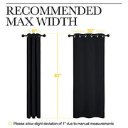 NICETOWN Black Blackout Curtains for Bedroom 42" Wide x 63" Long 2 Panels | Solid Grommet Thermal Insulated Drapes, Noise Reducing, Light Blocking, Room Darkening Decor for Kitchen Window Treatments