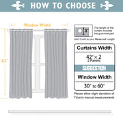 ChrisDowa Blackout Curtains for Bedroom and Living Room 63 Inches Long | 2 Panels Set, Thermal Insulated, Light Blocking, Room Darkening, Grommet, Window Drapes, Dark Grey, 42 x 63 Inch
