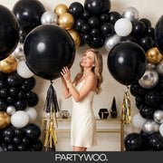 PartyWoo Black Balloons 140pcs Different Sizes of 18 12 10 5 Inch | Balloons for Baby Shower Birthday Graduation Casino Gaming Anniversary Retirement Baby Party Decorations Black-Y18