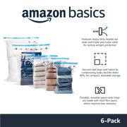 Amazon Basics Vacuum Storage Bags with Hand Pump, Jumbo, 6-Pack, Clear