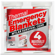 Emergency Blanket Mylar Thermal Space Survival Gear & Supplies 4-Pack Foil | Cold Weather Power Outage Camping Car Winter Storm Heat Reflective Hiking Backpacking Essentials First Aid Marathon Prepper