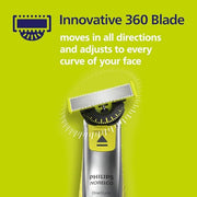 Philips Norelco OneBlade 360 Replacement Blades, 3 Pack | Genuine OneBlade 360 Blades, Stainless Steel, 360 Flex, Trim Edge and Shave, Up to 12-Month Supply, QP430/80