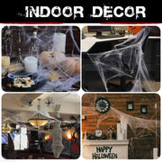 1000 sqft Spider Webs Halloween Decorations with 30 Fake Spiders | Super Stretch Cobwebs for Halloween Indoor and Outdoor Party Supplies