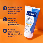 PanOxyl Acne Foaming Wash, 10% Benzoyl Peroxide, For Face & Body, 5.5 oz | Maximum Strength, Antibacterial Daily Cleanser, Treats & Prevents Acne, Non-Comedogenic, Vegan, Unscented, All Skin Types