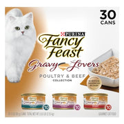 Purina Fancy Feast Gravy Lovers Wet Cat Food, 3 oz Cans, 30-Pack | Variety Pack with poultry and beef grilled gourmet recipes, made with no artificial colors or preservatives