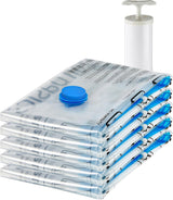 Amazon Basics Vacuum Bags for Clothes with Airtight Valve and Hand Pump, Large, Pack of 5, Zip, Clear