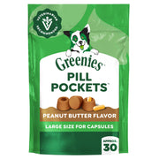 Greenies Pill Pockets Large Size Dog Treats, Peanut Butter, 7.9 oz | Vet-recommended, masks pill smell & taste, moldable texture, capsule size, natural ingredients, no fillers, 7.9 oz. pouch