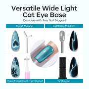 Modelones Cat Eye Magnet 5D Nail Magnet for Cateye Gel Polish Nail Stuff | White 360°Rotating Automatic Cat Eye Magnet Tool, U-Shaped&Ball Magnet&Hole&Heart Magnets for Glass Bead Nail Art