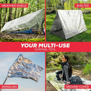 Emergency Blanket Mylar Thermal Space Survival Gear & Supplies 4-Pack Foil | Cold Weather Power Outage Camping Car Winter Storm Heat Reflective Hiking Backpacking Essentials First Aid Marathon Prepper