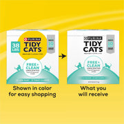 Purina Tidy Cats Free and Clean Unscented Clumping Cat Litter, 38 lb Box | Activated charcoal delivers lasting odor control, made without fragrances or dye, clumping
