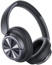 Hybrid Active Noise Cancelling Headphones 120H Playtime Wireless Headphones Bluetooth 6.0 Over Ear Headphones with 6 ENC HD Call Mic, Hi-Res 360° Spatial Audio ANC Headphone for Travel Workout Black