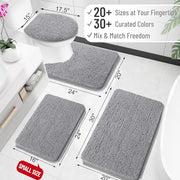 OLANLY Bathroom Rugs 30x20, Extra Soft Absorbent Chenille Bath Rugs | Grey, Quick-Drying Rubber Backing, Machine Washable Bath Mat for Bathroom Floor, Tub and Shower, Home Decor Accessories