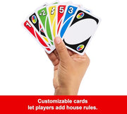 Mattel Games UNO Card Game, Ages 7+, 2-10 Players | Classic Card Game for Kids, Teens and Family Game Night, Colorblind Accessible & Customizable Cards (Amazon Exclusive)