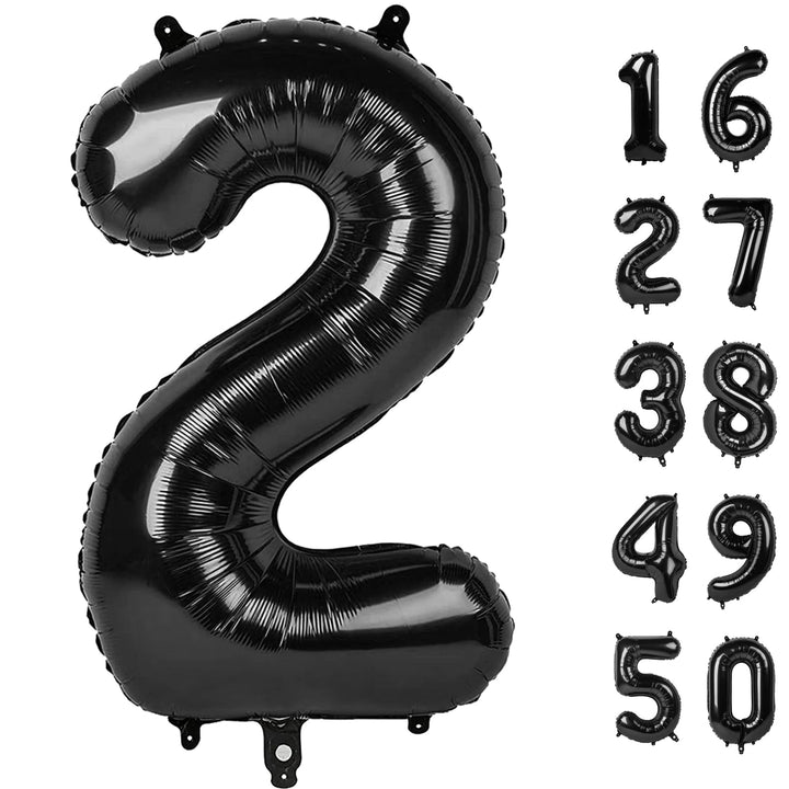 40 Inch Black Number 2 Balloons Foil Digital Helium Number Balloons | for 2nd 12 23 24 25 Birthday Anniversary Wedding Party Decorations,Jumbo Helium Balloon Giant Large Digital Balloon