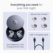Ozlo Sleepbuds® 2 - Sleep Earbuds, Snoring & Noise Masking Headphones | All-Night Side-Sleeper Comfort, Ultra Small Fit, 14-hr Battery, 50+ Sleep Sounds, In-Ear Alarm, Smart Case Sleep Insights