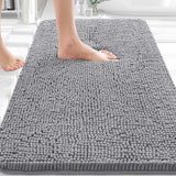 OLANLY Bathroom Rugs 30x20, Extra Soft Absorbent Chenille Bath Rugs | Grey, Quick-Drying Rubber Backing, Machine Washable Bath Mat for Bathroom Floor, Tub and Shower, Home Decor Accessories