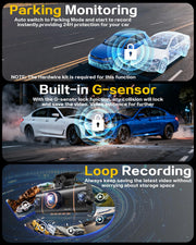 XYGCACO 4K Dash Cam Front and Rear, WiFi Dash Camera for Cars with App | 4K+1080P*3 FHD Dash Cam, 64G Card Included, G-Sensor Emergency Lock, 8 IR Lamps Night Vision, 24H Parking Monitor, Black Gold