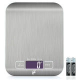 HomeFashion 5kg 1g 11lb Digital Kitchen Scales Food Scale with stainless steel Platform Electronic Cooking Backlit LCD Display Multifunction for Home and Office Use