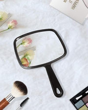 Gladmart 10.3" L x 7.4" W Hand Mirror for Home and Barber, Black | Hand Mirrors with Handle, Barber Accessories, Hair Salon Supplies, Distortion-Free Glass, Makeup Mirror for Women Men