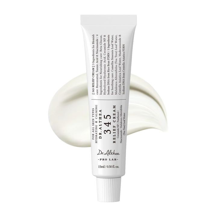 Dr.Althea 345 Relief Cream, 0.50 Fl Oz (Ver.2 - Pack of 1) | PDRN, Hyaluronic Acid for Instant Hydration, Blemish, Post-Acne Vegan Face Moisturizer with Centella, Non-comedogenic