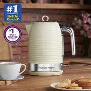 Russell Hobbs Inspire Electric Kettle, 1.7L, Fast Boil, Cream, 24364 | 3KW, Premium Textured Plastic, High Gloss Finish, Removable washable Anti-Scale Filter, Perfect Pour Spout