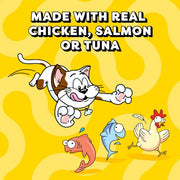 Temptations Creamy Puree Cat Treats, Chicken, Salmon & Tuna, 24 Count | Chicken, Salmon, Tuna flavors, under 15 cal/tube, no added sugar/fillers, squeezable treat or meal topper, great for seniors