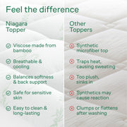Niagara Sleep Solution Queen Ultra Soft Mattress Topper — Back Pain Relief | Rayon Derived from Bamboo, 20" Deep Pocket, Breathable Pillow Top Mattress Pad, Perfect for Hot Sleepers, Green