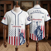 🦅 Patriotic USA All-Over Print Baseball Jersey — America 250th Semiquincentennial Edition (1776–2026) 🇺🇸