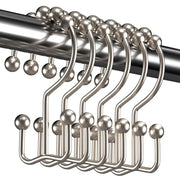 Titanker Shower Curtain Hooks Rings, Rust Resistant Metal Double Glide Shower Hooks Rings for Bathroom Shower Rods Curtains, Set of 12 Hooks - Nickel