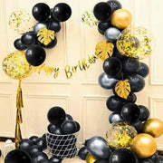 110pcs Black Balloon 12 inch, Black Latex Balloons for Birthday Party Baby Shower Wedding(with 2 Ribbons).