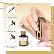 modelones Chrome Liner Gel Nail Polish Gold Silver Built-in Fine Brush | Metallic Nail Art Gel French Tip Mirror Effect No Powder Needed Paint Draw Swirl Design Long Lasting DIY U V Manicure Stuff