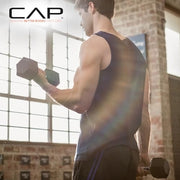 CAP Rubber Coated Dumbbell Weights, Free Weights for Home Gym Strength Training, Anti-Roll Hex Dumbbells with Black, Chrome & Comfort Grip Handles, Pairs & Sets