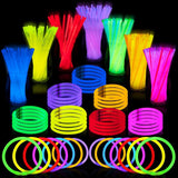 JOYIN 100 Pcs 8" Glow sticks Bulk Party Pack, Neon Glow in the Dark Party Supplies, Light Up Necklaces and Bracelets with Connectors for Halloween, Football, Birthday Decorations