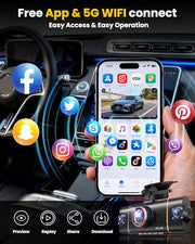 XYGCACO 4K Dash Cam Front and Rear, WiFi Dash Camera for Cars with App | 4K+1080P*3 FHD Dash Cam, 64G Card Included, G-Sensor Emergency Lock, 8 IR Lamps Night Vision, 24H Parking Monitor, Black Gold