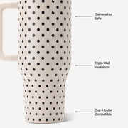 HydroJug Traveler 40oz, Insulated Water Bottle with Handle, French Vanilla | Triple wall insulated, flip straw lid, leak-resistant, stainless steel, cup holder friendly, BPA-free, dishwasher safe