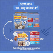 Purina Friskies Wet Cat Food Variety Pack, Shreds, 40 Pack 5.5 oz Cans | Beef, turkey and cheese, chicken and salmon, and ocean whitefish and tuna recipes in savory gravy