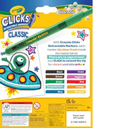 Crayola Clicks Retractable Tip Markers (10ct), Washable Cone Tip Art Marker Set, Cute Aesthetic School Supplies, Classroom Must Haves, Ages 8+