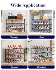 Kitsure Shoe Rack - Non-Woven Shoe Rack Shelf, 27.5" Wide - 3 Tier, Black
