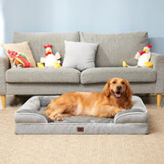 EHEYCIGA Orthopedic Extra Large Dog Bed, Waterproof Washable XL Pet Bed 44" | Non-Slip Bottom and Egg-Crate Polyurethane Foam Big Dog Couch Bed with Washable Removable Cover, Grey