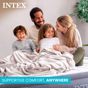 Intex 64417ED 22in Queen Dura-Beam Comfort Plush High-Rise Inflatable Air Mattress with Built in Pump for Travel and Camping, 600lb Weight Capacity